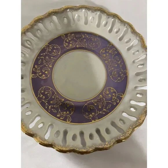 Vintage KPM Japan Lusterware Periwinkle Footed Tea Cup and‎ Saucer Luminous - Picture 6 of 7